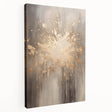 Winter-themed abstract painting in muted blue and white tones on stretched canvas, suitable for kitchen wall art.