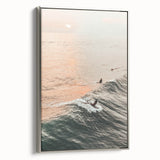 Landscape art painting on framed canvas featuring a vintage poster design with vibrant summer colors.