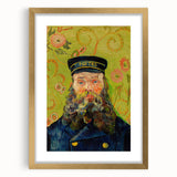 Abstract art print of swirling blue and yellow patterns, framed in gold, suitable for bedroom or dining room decor.