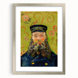 Extra large abstract art print with textured swirls in blue and yellow hues, framed in silver, ideal for living room decor.