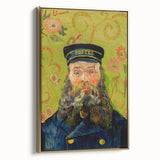 Vintage poster art depicting a landscape painting on a framed canvas, with a black and gold color scheme.