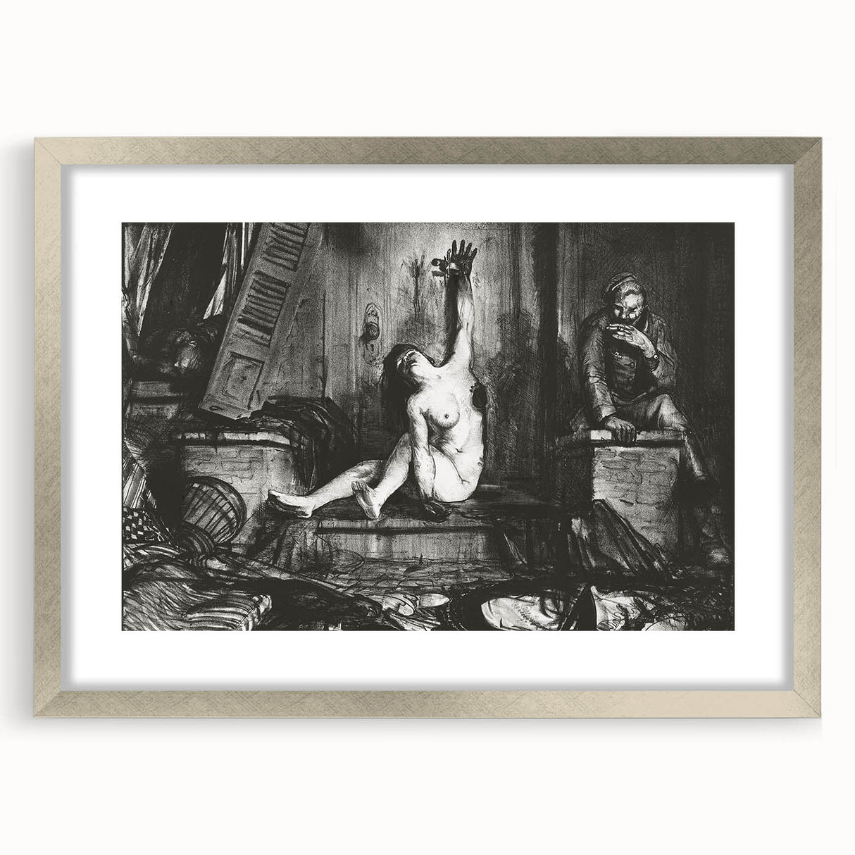 Modern Wall Art: Dramatic Charcoal Scene with Expressive Contrast