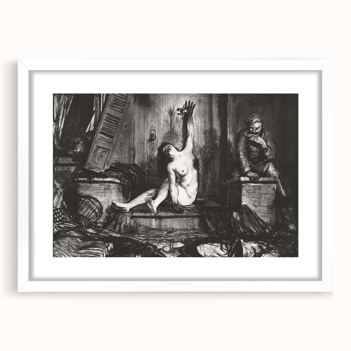 Modern Wall Art: Dramatic Charcoal Scene with Expressive Contrast