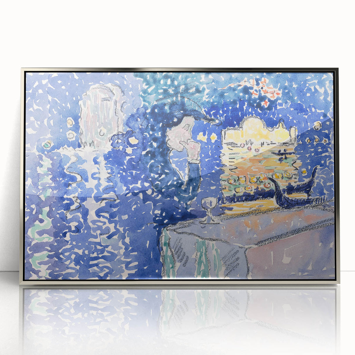 Venice Night Festival Impressionist Art - Claude Monet-Style Print