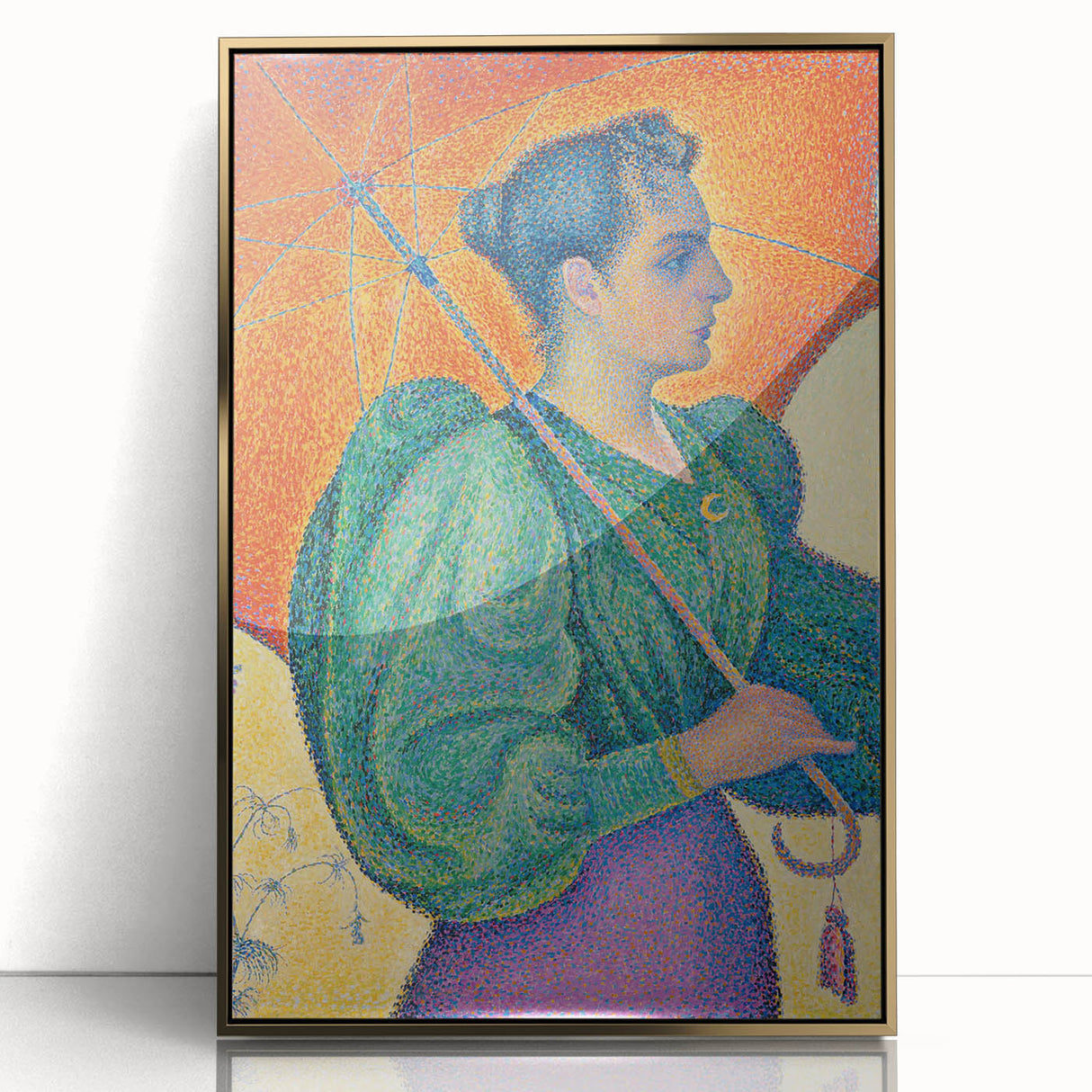 Femme à l'Ombrelle Modern Wall Art – Vibrant Pointillist Decor