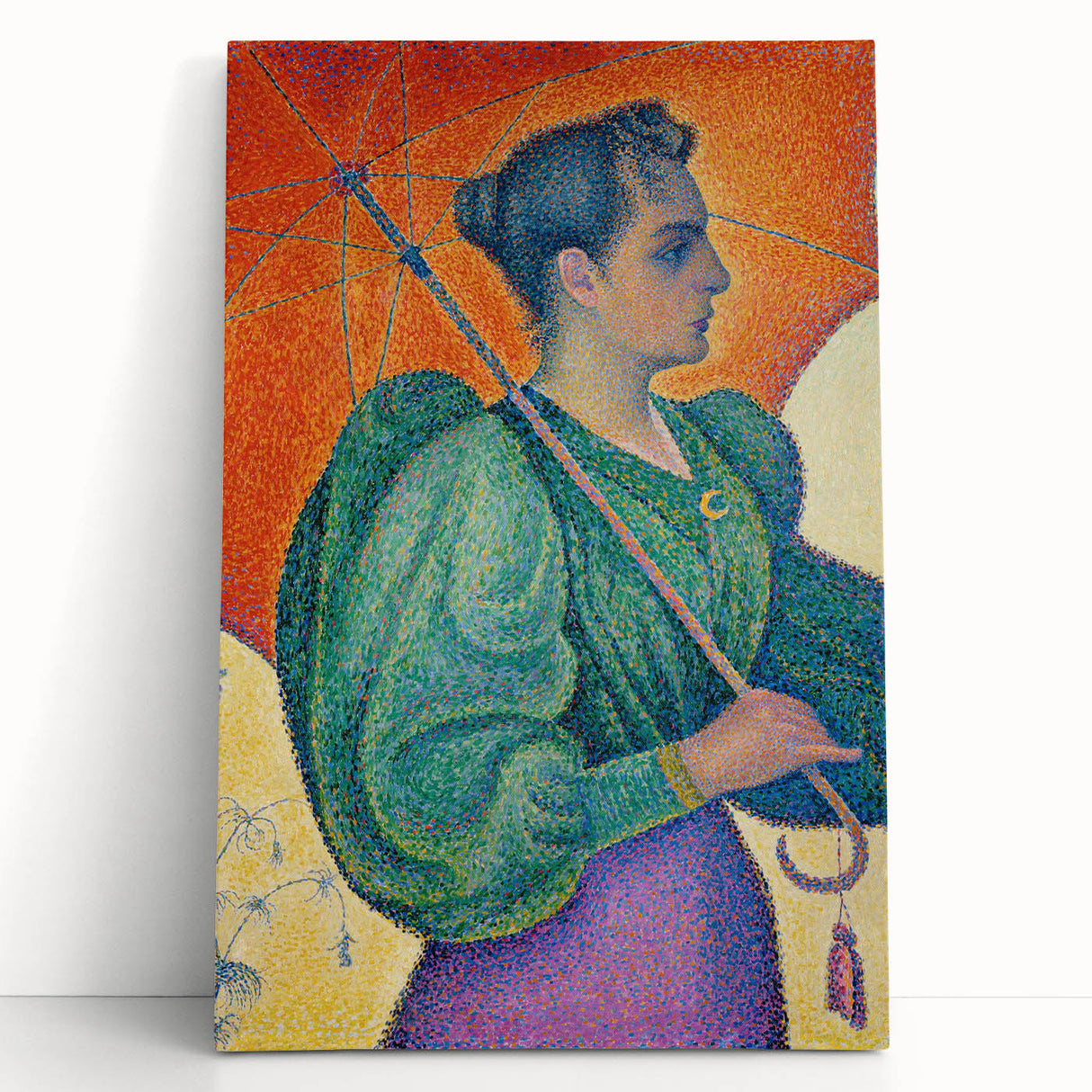 Femme à l'Ombrelle Modern Wall Art – Vibrant Pointillist Decor