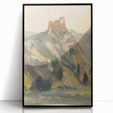 Old Castle Modern Wall Art – Serene Watercolor Landscape