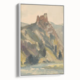 Old Castle Modern Wall Art – Serene Watercolor Landscape