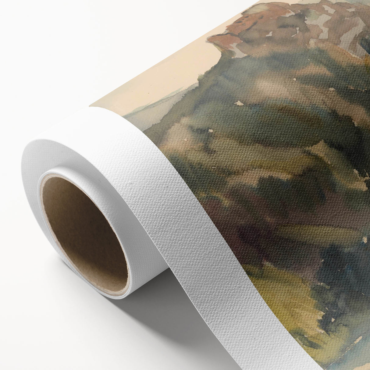 Old Castle Modern Wall Art – Serene Watercolor Landscape