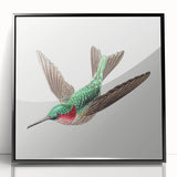 Modern Wall Art - Graceful Hummingbird Illustration with Vibrant Detail