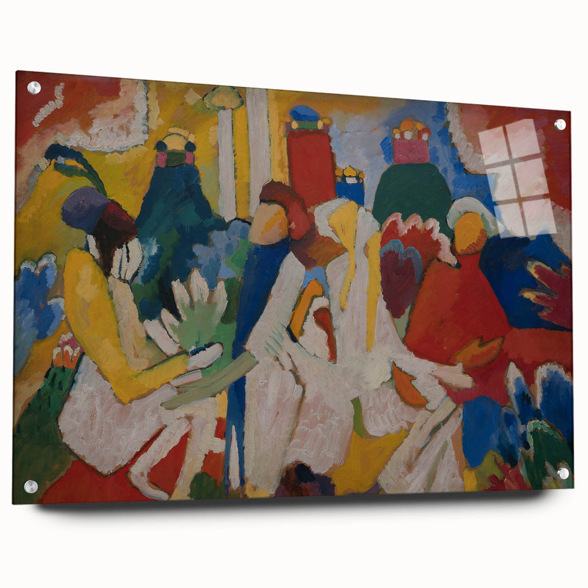 Modern Wall Art: Vibrant Abstract Oriental Scene in Bold Colors