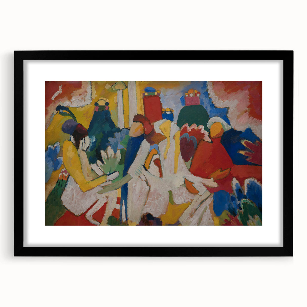 Modern Wall Art: Vibrant Abstract Oriental Scene in Bold Colors