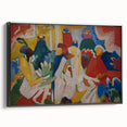 Modern Wall Art: Vibrant Abstract Oriental Scene in Bold Colors