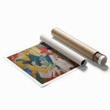 Modern Wall Art: Vibrant Abstract Oriental Scene in Bold Colors