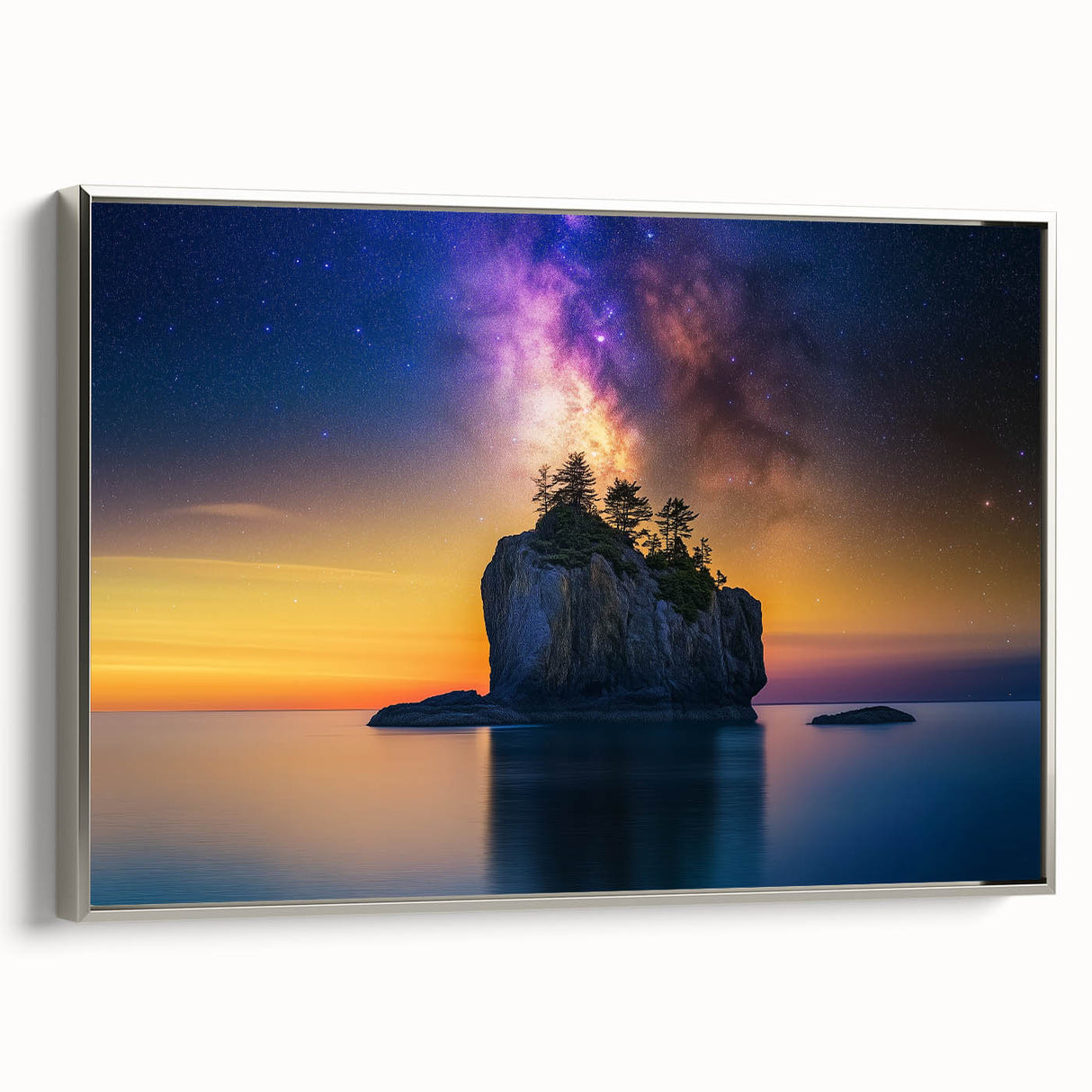 Celestial Island Glow – Cosmic Landscape Captured in Motion Light