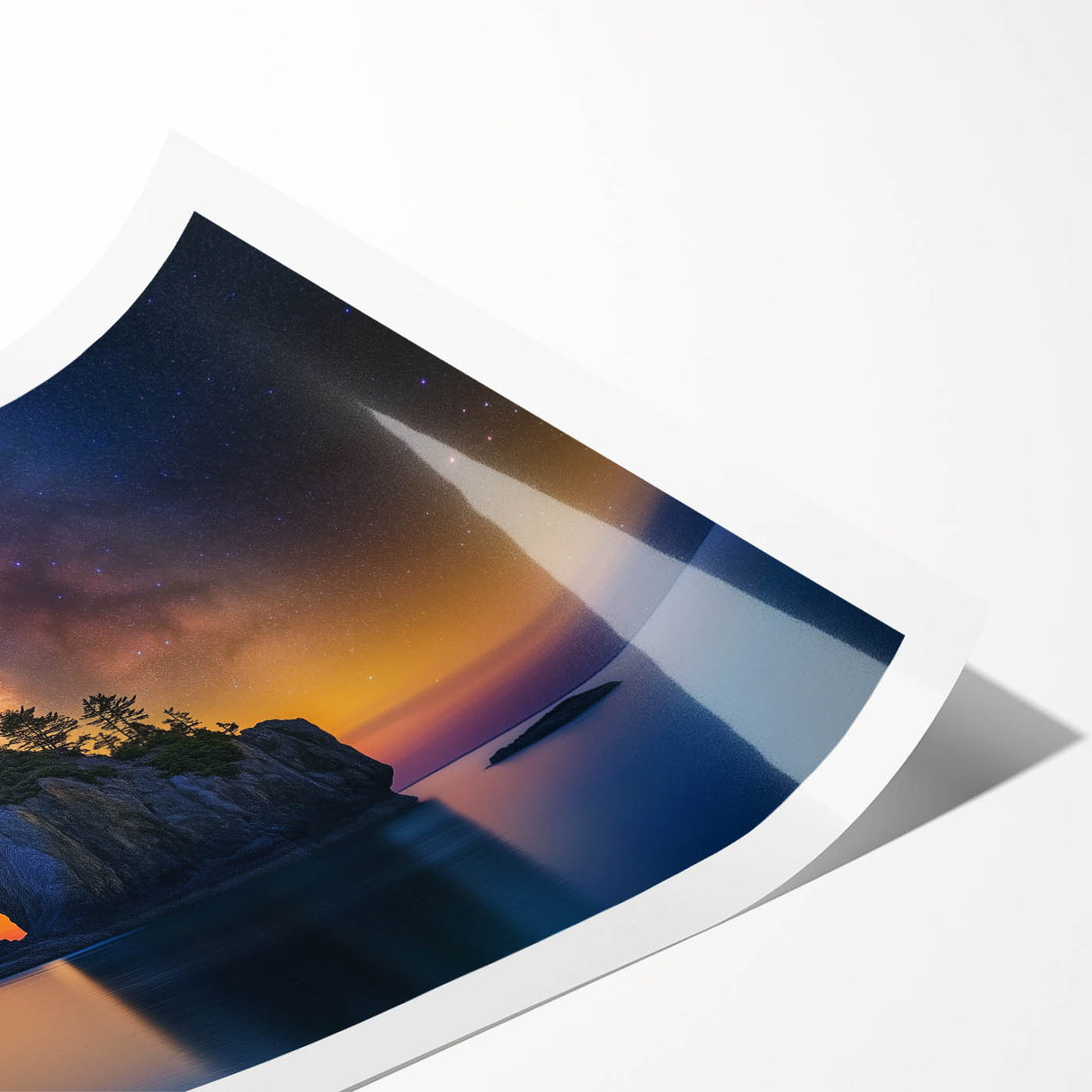 Celestial Island Glow – Cosmic Landscape Captured in Motion Light