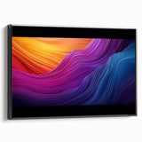 Framed canvas artwork depicting a stunning landscape scene of caves with a black border, ideal for modern home decor, enhancing any living space's aesthetic appeal.