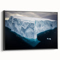 Framed canvas artwork depicting a stunning landscape of cliffs and waterfalls, showcasing vibrant colors and intricate details, perfect for home decor.