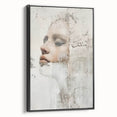 Abstract figurative wall art in a sleek black frame, showcasing vibrant colors and dynamic shapes, ideal for modern home decor and artistic expression.