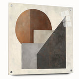 Abstract geometric acrylic glass artwork displayed from the side, highlighting vibrant colors and intricate pin details, perfect for modern decor. Ideal for art enthusiasts seeking unique home accents.
