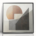 Framed abstract geometric wall art featuring bold black and white designs, perfect for modern home decor. Ideal for enhancing contemporary living spaces.