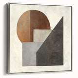 Abstract geometric framed canvas artwork in silver, showcasing intricate patterns and textures, perfect for modern home decor. Side view highlights the sleek frame and vibrant design.