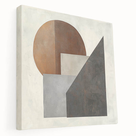 Abstract geometric stretched canvas art showcasing vibrant colors and sharp angles, perfect for modern decor. Side view highlights its textured finish and quality craftsmanship.