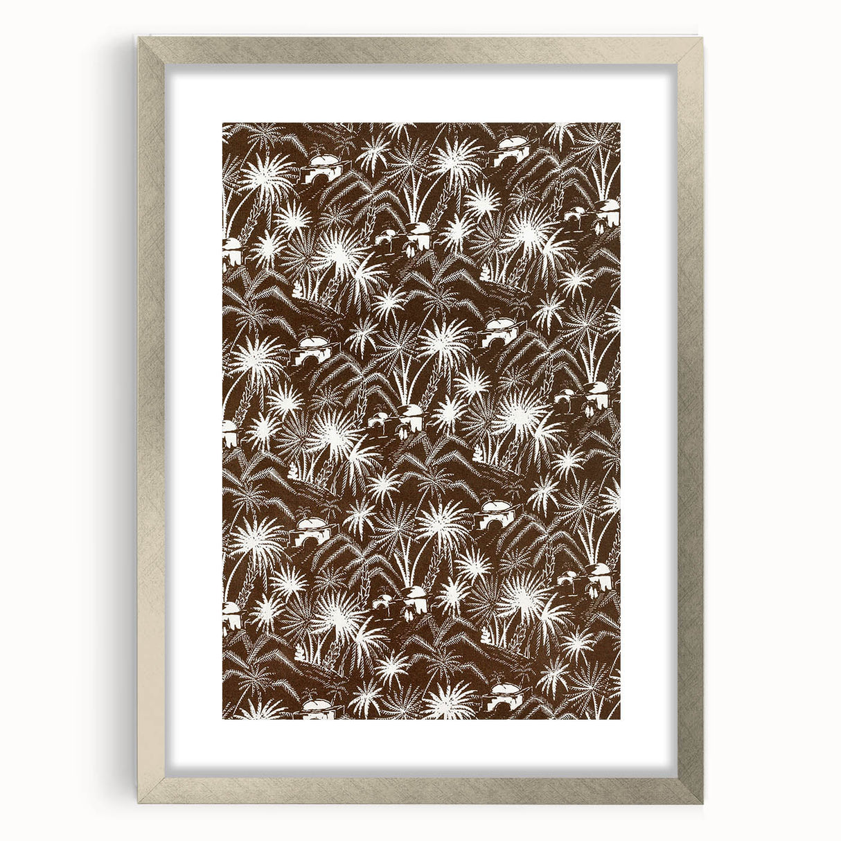 Elegant Palm Grove Art Deco Wall Art – Brown & White Vintage Print
