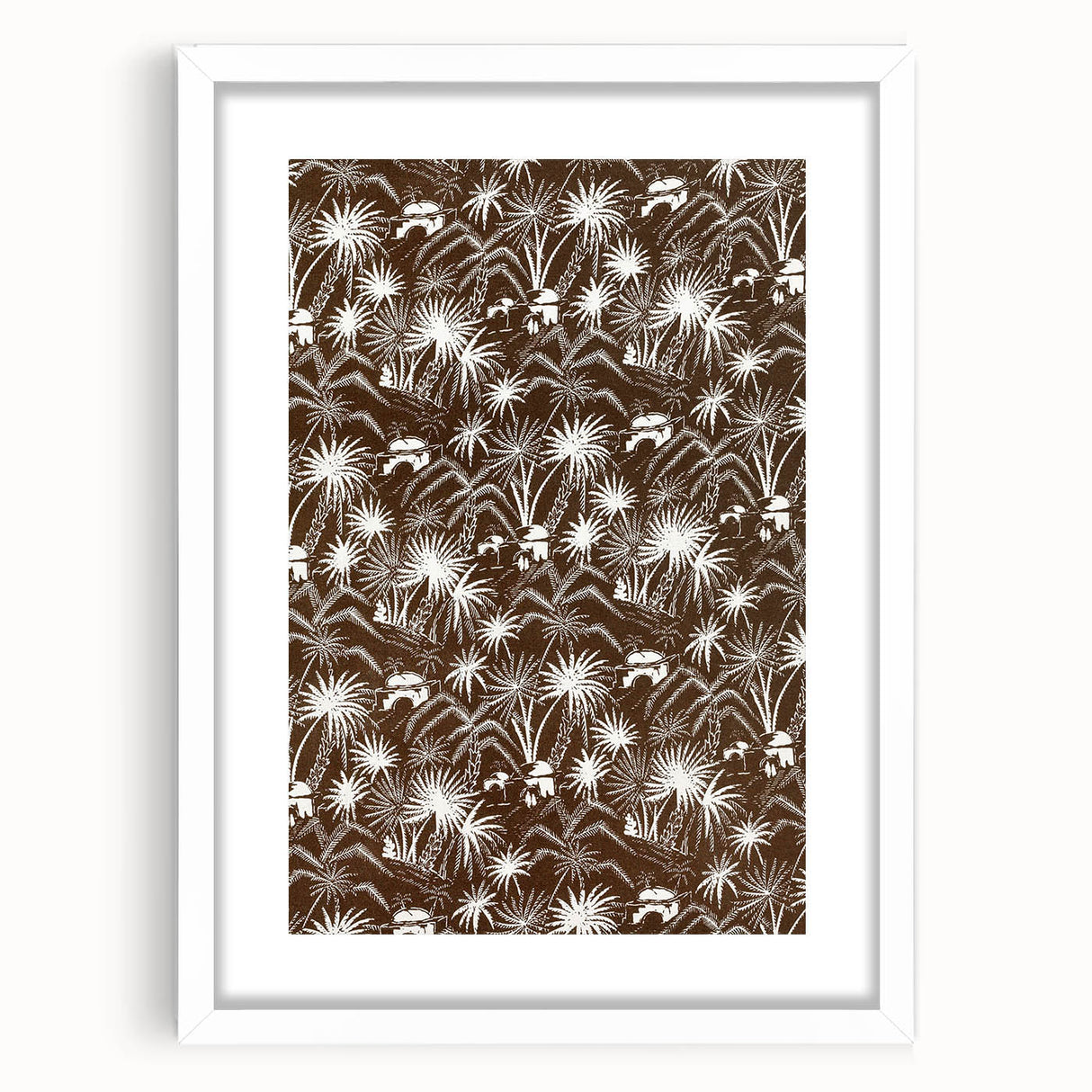 Elegant Palm Grove Art Deco Wall Art – Brown & White Vintage Print