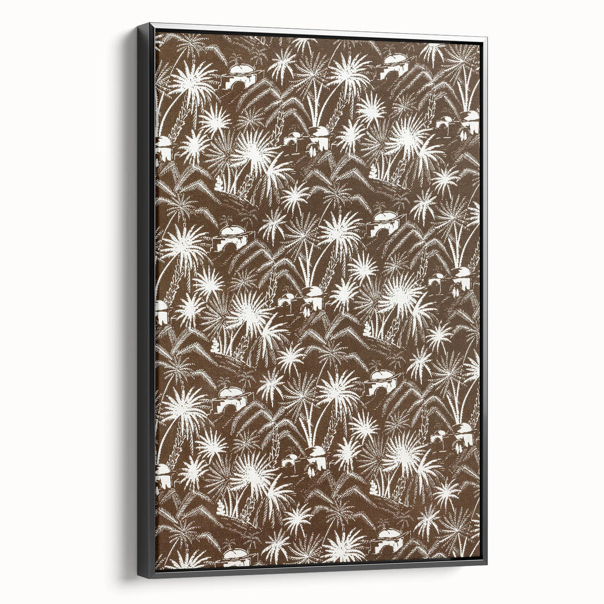 Elegant Palm Grove Art Deco Wall Art – Brown & White Vintage Print