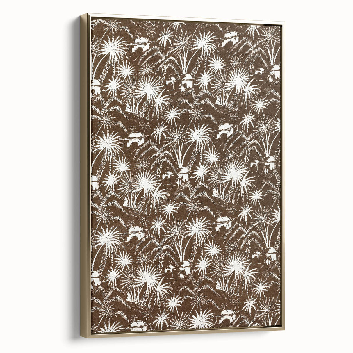 Elegant Palm Grove Art Deco Wall Art – Brown & White Vintage Print