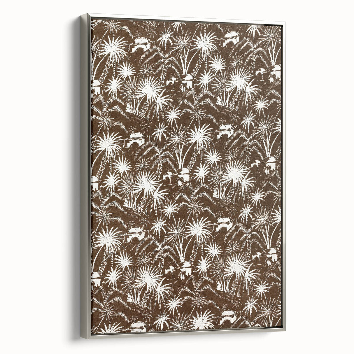 Elegant Palm Grove Art Deco Wall Art – Brown & White Vintage Print