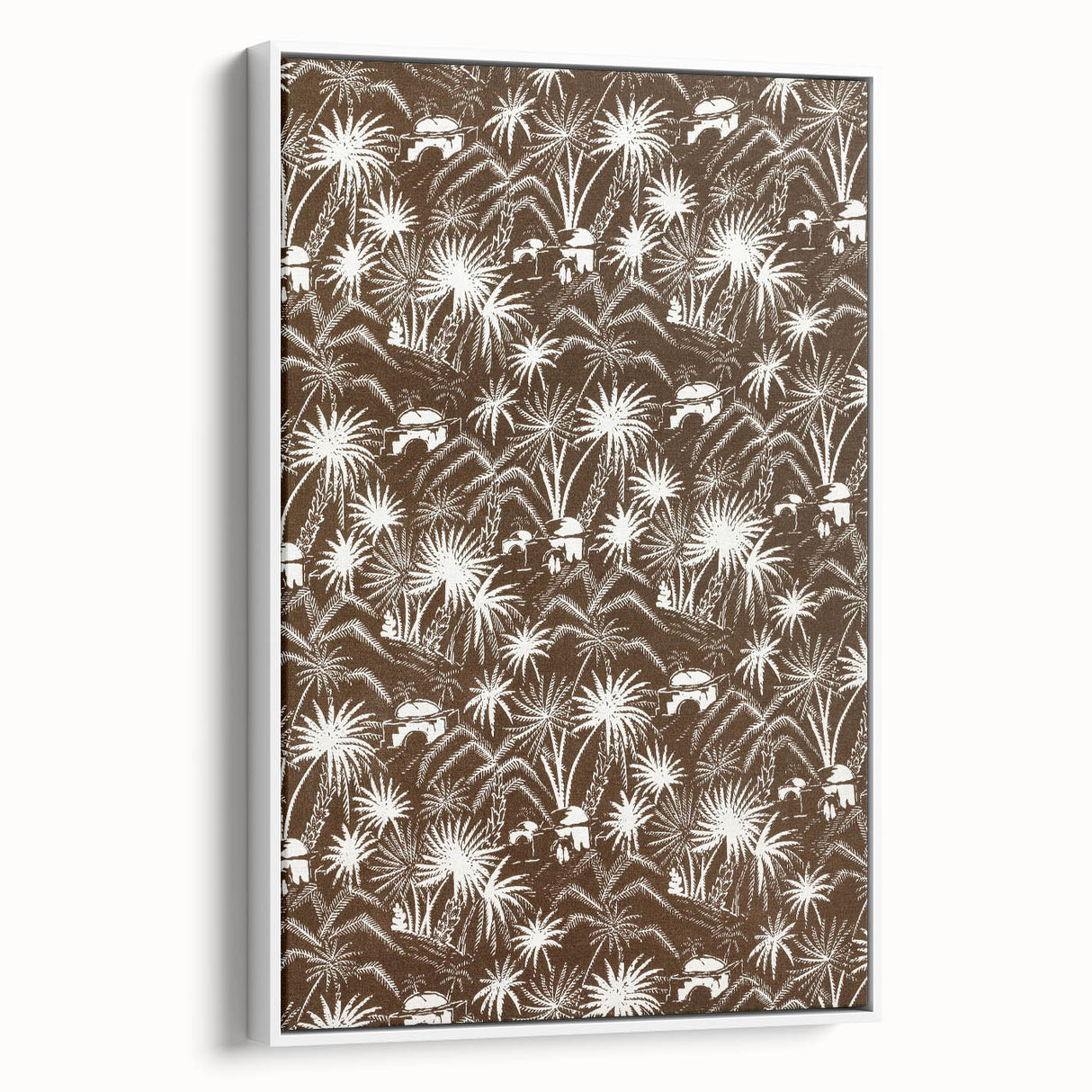Elegant Palm Grove Art Deco Wall Art – Brown & White Vintage Print