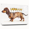 Large abstract wall art on acrylic glass featuring assorted beverages in vibrant colors, ideal for dining room decor.