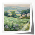 Serene landscape wall art showcasing rolling green hills and a clear blue sky, printed on glossy canvas, ideal for home decor and nature lovers.