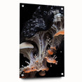 Large abstract wall art on acrylic glass featuring swirling blue and gray tones.