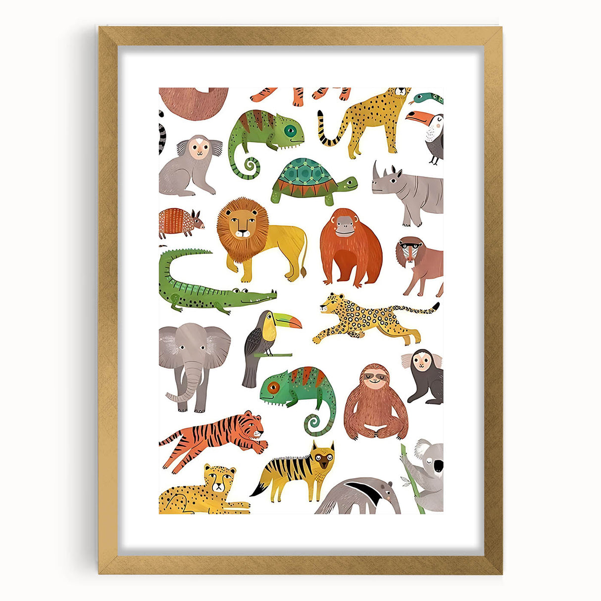 Kids Educational Wall Art - Wild Animals Learning Print