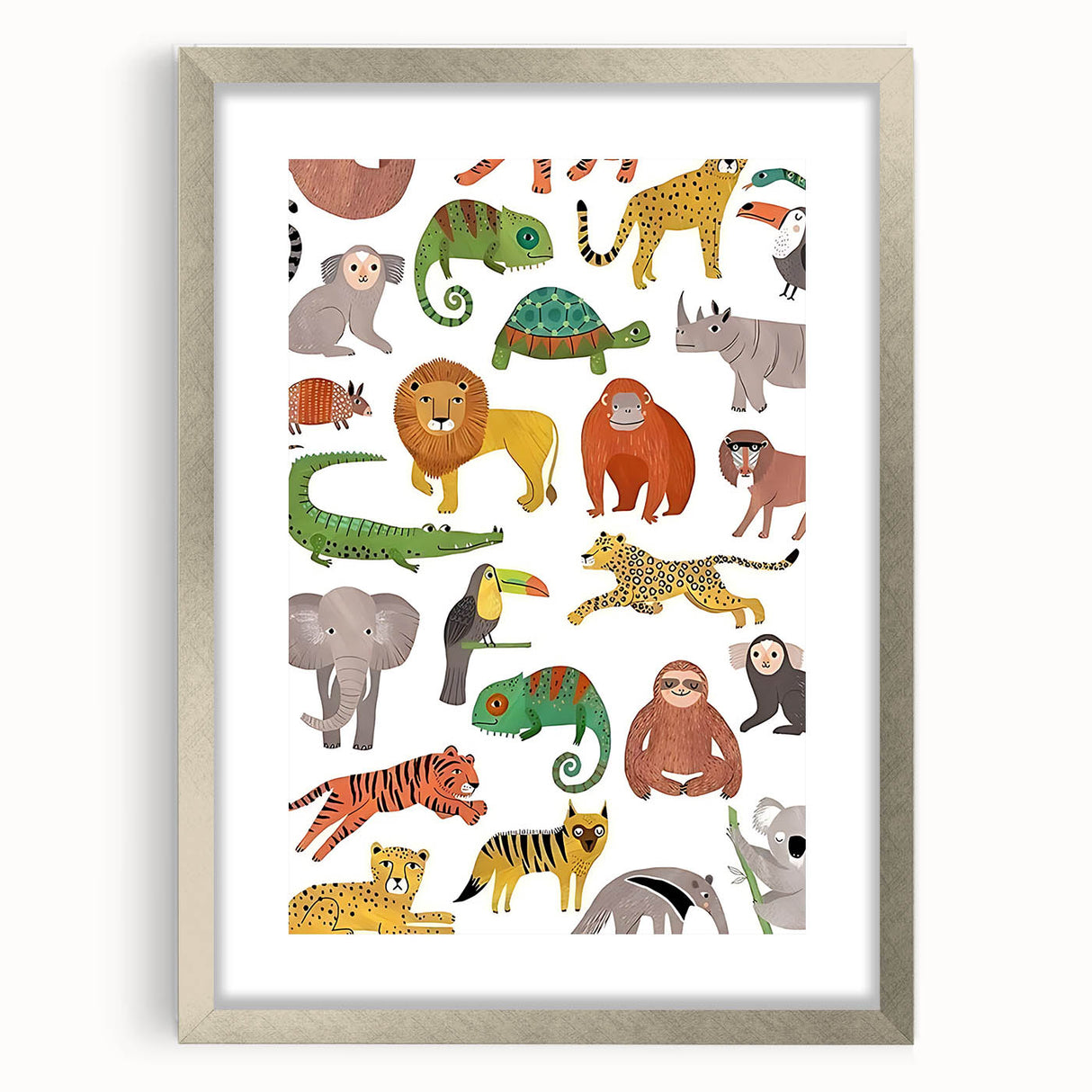 Kids Educational Wall Art - Wild Animals Learning Print