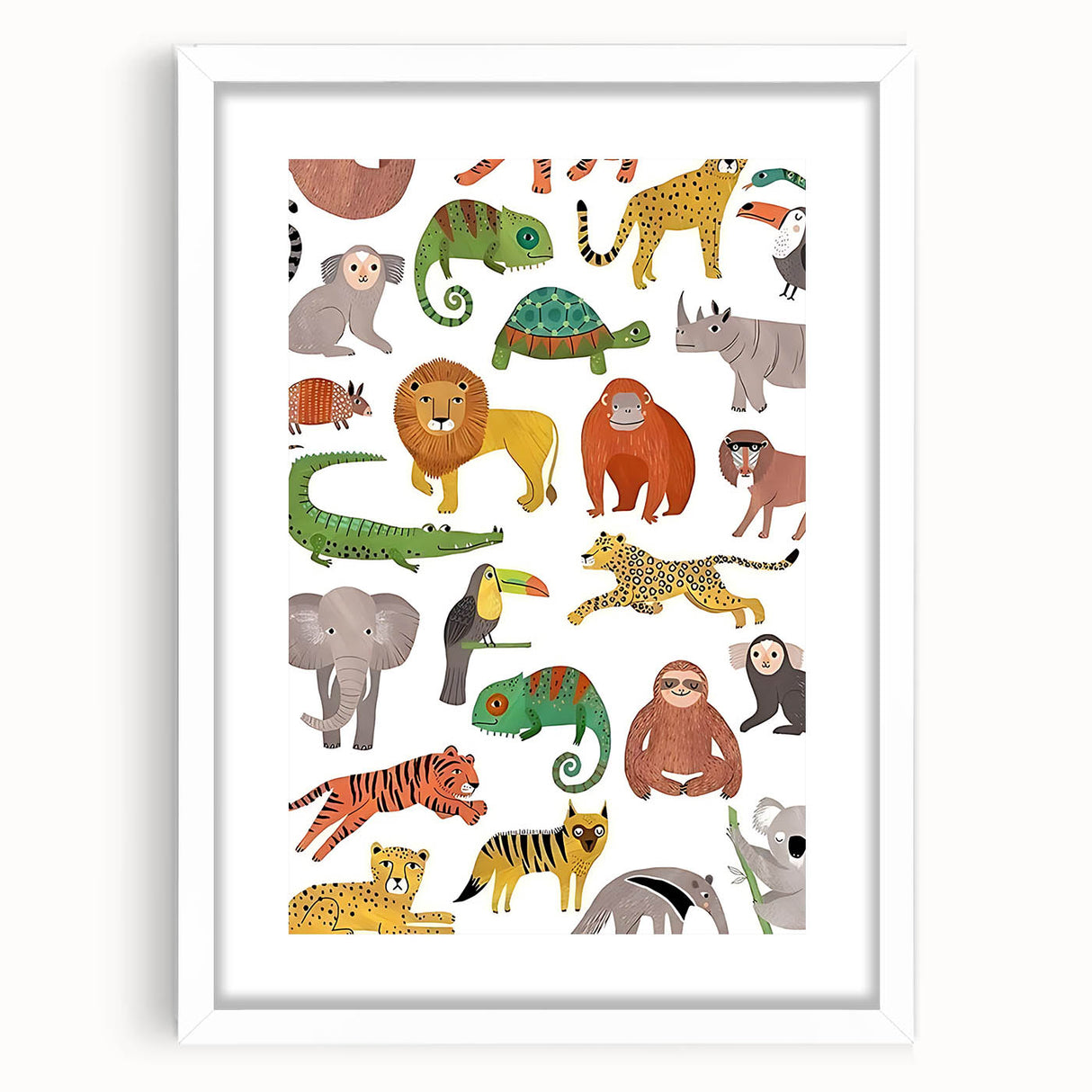 Kids Educational Wall Art - Wild Animals Learning Print