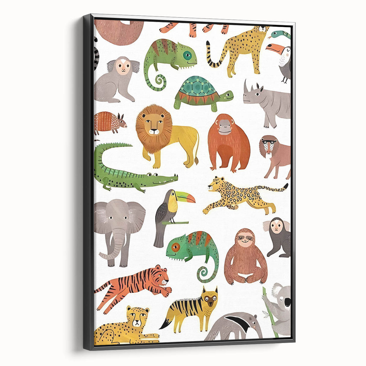 Kids Educational Wall Art - Wild Animals Learning Print