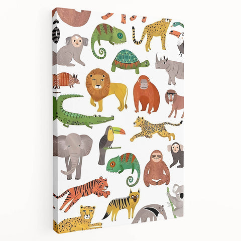 Kids Educational Wall Art - Wild Animals Learning Print