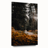 Large abstract wall art on acrylic glass depicting swirling autumn hues, ideal for bedroom or dining room decor.