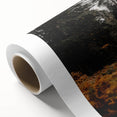 Art Deco poster featuring an autumnal tree in orange and brown hues on rolled canvas, ideal for nursery wall art.