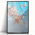 Large abstract wall art featuring mid-century modernist spring themes in vibrant green and yellow on a black framed acrylic…