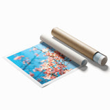 Extra large rolled print featuring a floral art design in pastel shades, ideal for classy bathroom wall art.