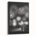 Framed canvas featuring a black and white vintage winter landscape, ideal for bedroom wall decor.
