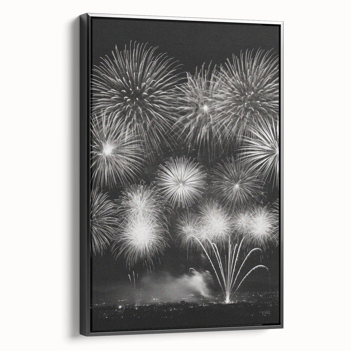 Framed canvas featuring a black and white vintage winter landscape, ideal for bedroom wall decor.