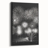 Framed canvas featuring a black and white vintage winter landscape, ideal for bedroom wall decor.