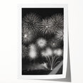Rolled canvas print of a winter-themed floral art in muted blue and gray tones, ideal for art wall dining room.