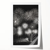 Rolled canvas print of a winter-themed floral art in muted blue and gray tones, ideal for art wall dining room.